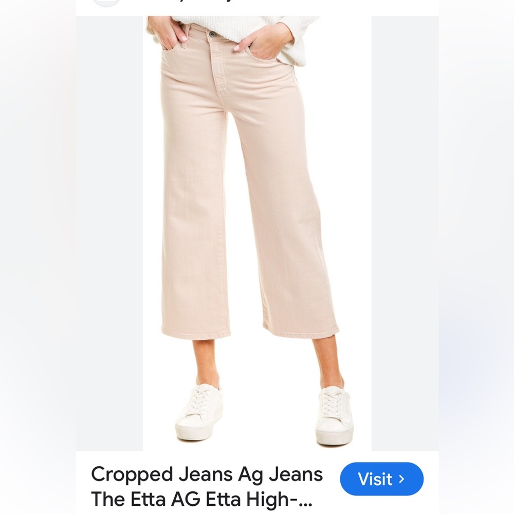 AG Etta wide-leg high-rise cropped stretch-denim jeans -Pink 26R